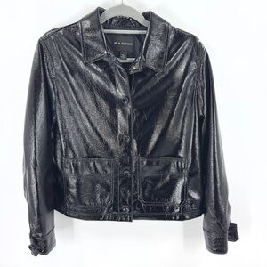 BP + Wildfang Faux Leather Patent Jacket Womens Small Biker Edgy Rock Goth Moto